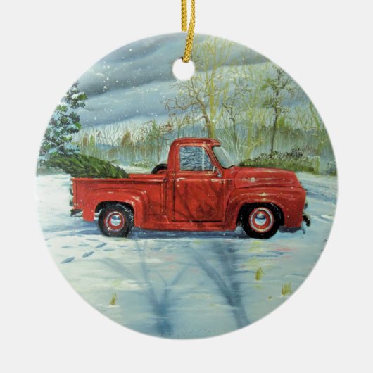 Met kerstmis de boom opknappen keramisch ornament (Voorkant)