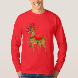 Met Kerstmis gedecormeerde Rood-Nose Reindeer T-shirt