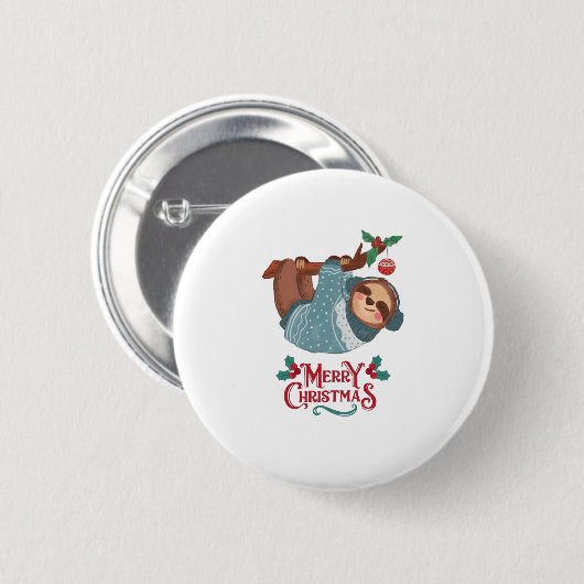 Met Kerstmis, grappige Sloth. Ronde Button 5,7 Cm (Voorkant /achterkant)