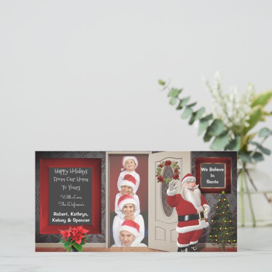 Met kerstmis poseren feestdagenkaart (Staand voorkant)