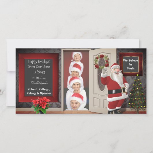 Met kerstmis poseren feestdagenkaart (Voorkant)