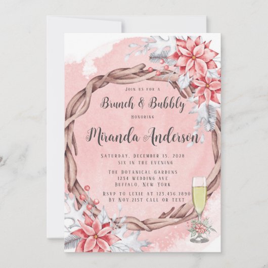 Met kerstschildering in Poinsettia Brunch & Bubble Kaart (Voorkant)