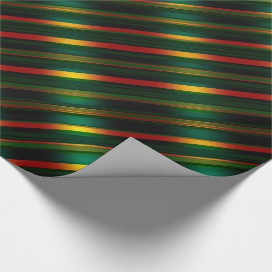 Met kerststrips gevierd Wavy Pattern Gold, Red & G Cadeaupapier (Hoek)
