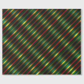 Met kerststrips gevierd Wavy Pattern Gold, Red & G Cadeaupapier (Vlak)