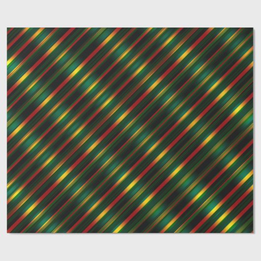 Met kerststrips gevierd Wavy Pattern Gold, Red & G Cadeaupapier (Vlak)