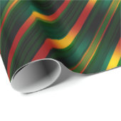 Met kerststrips gevierd Wavy Pattern Gold, Red & G Cadeaupapier (Rol Hoek)