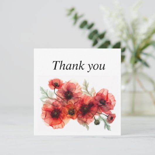 Met klaprozen Scarlet Petal Serenade Bedankkaart (Staand voorkant)