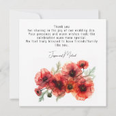 Met klaprozen Scarlet Petal Serenade Bedankkaart (Achterkant)