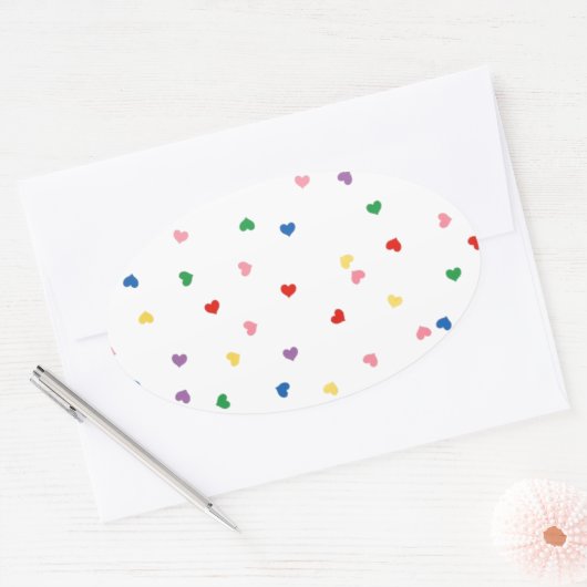 met kleine hartjes ovale sticker (Envelop)