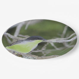 Met kleine vogel in de Groenen Papieren Bordje