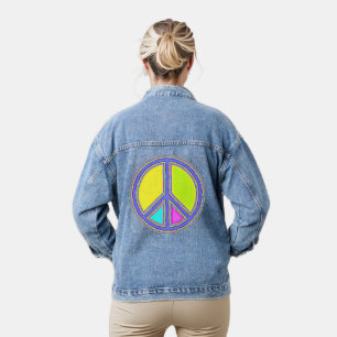 Met kleuren gevuld VREDE-teken 1 Denim Jacket