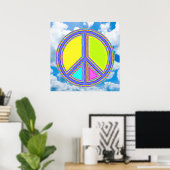 Met kleuren gevuld VREDE-teken 1 Poster (Thuiskantoor)