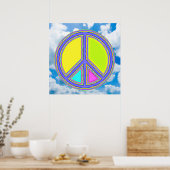 Met kleuren gevuld VREDE-teken 1 Poster (Keuken)