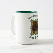 Met koffie en Jezus.paard gevoed Tweekleurige Koffiemok (Voorkant links)