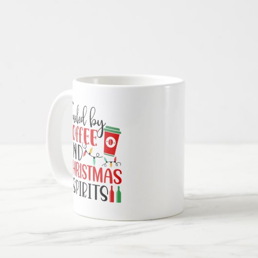 Met koffie en kerstgerei gevoed koffiemok (Voorkant links)