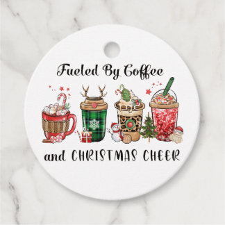 Met koffie en kerstmis bedankjes labels