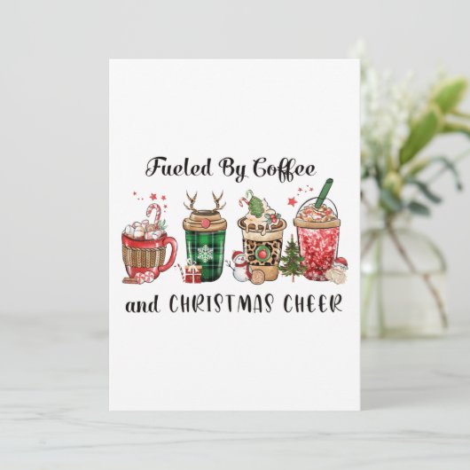 Met koffie en kerstmis bedankkaart (Staand voorkant)