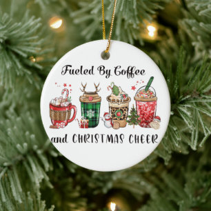 Met koffie en kerstmis keramisch ornament