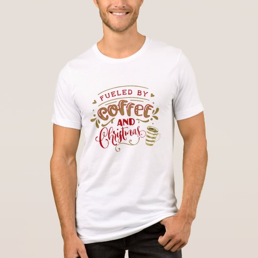 Met koffie en kerstmis Tri-Blend shirt (Voorkant)
