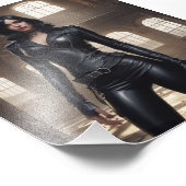 Met leer beklede Gothic Babe Posing Verlaten magaz Foto Afdruk (Hoek)