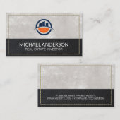 met leer gestikt | Onroerend goed Visitekaartje (Voorkant / Achterkant)