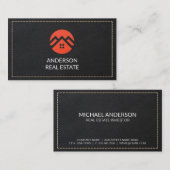 met leer gestikt | Onroerend goed Visitekaartje (Voorkant / Achterkant)