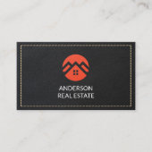 met leer gestikt | Onroerend goed Visitekaartje (Voorkant)