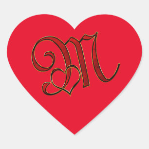 met letter m hart sticker