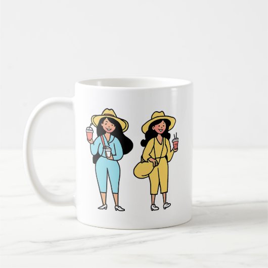 met lichte huid koffiemok (Links)