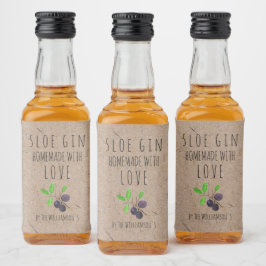 Met Liebe Gemaakte Sleedoorn Gin Kraft Papier Likeurfles Etiket