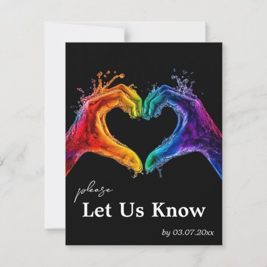 🌈❤️Met lied verzoek Hart van Pride bruiloft RSVP Kaartje (Voorkant)