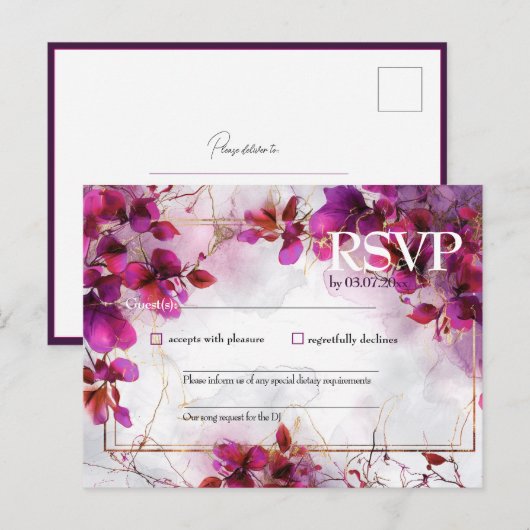 Met liedverzoek Fuchsia Enchantment: Waterverf Briefkaart (Voorkant / Achterkant)