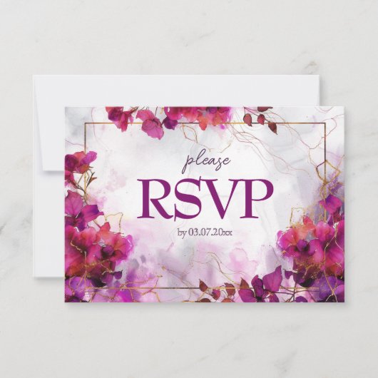 Met liedverzoek Fuchsia Enchantment: Waterverf RSVP Kaartje (Voorkant)