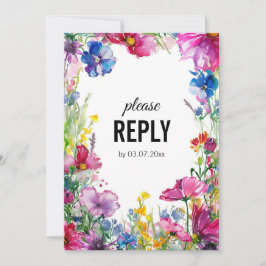 💍 Met liedverzoek 'Meadow Blooms' RSVP kaart