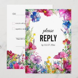 💍 Met liedverzoek 'Meadow Blooms' RSVP kaart