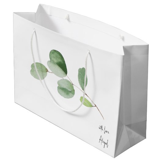 Met liefde, aangepaste naam Eucalyptus White Groot Cadeauzakje (Achterkant Gekanteld)