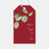 Met liefde, aangepaste namen Eucalyptus Red Weddin Cadeaulabel (Voorkant)