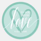 Met Liefde Aqua Ronde Sticker (Voorkant)