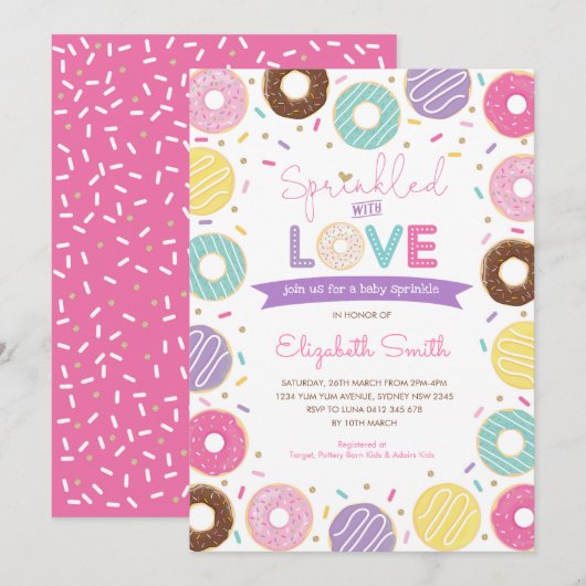 Met liefde besproeid | Donut-Baby shower Kaart (Voorkant / Achterkant)
