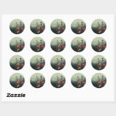 "Met Liefde" Blauwgroen Elegante Bloemen Envelopze Ronde Sticker (Vel)