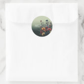 "Met Liefde" Blauwgroen Elegante Bloemen Envelopze Ronde Sticker (Tas)