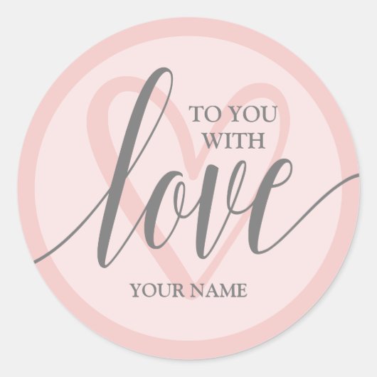 Met Liefde Blush Roze Ronde Sticker (Voorkant)