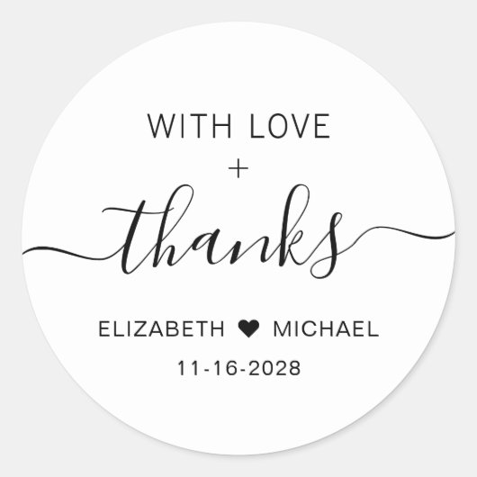 Met liefde bruiloft dank u ronde sticker (Voorkant)