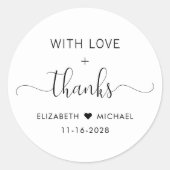 Met liefde bruiloft dank u ronde sticker (Voorkant)