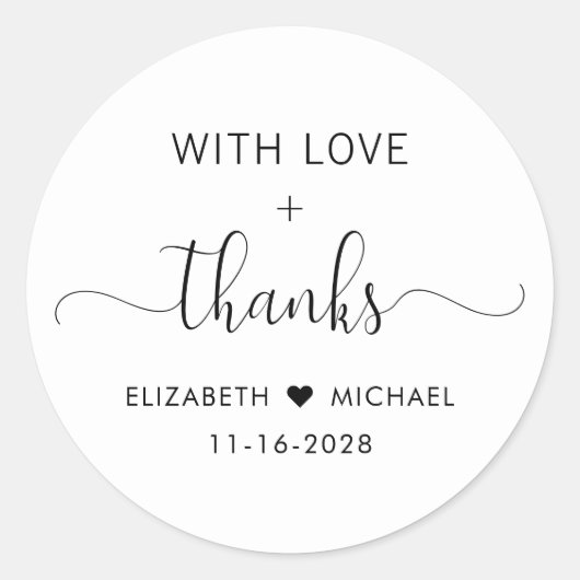Met liefde bruiloft dank u ronde sticker (Voorkant)