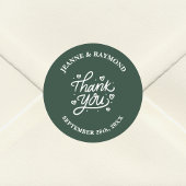 Met liefde bruiloft dank u voor Sage Green Ronde Sticker