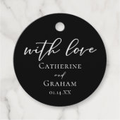 Met liefde chique zwarte bruiloft bedankjes labels (Voorkant)