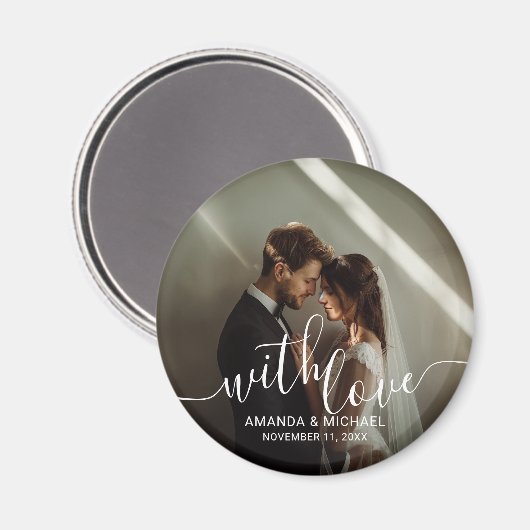 'Met Liefde' Custom Photo Wedding Favoriet Magneet (Voorkant / Achterkant)