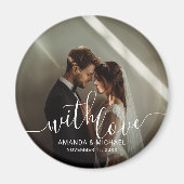 'Met Liefde' Custom Photo Wedding Favoriet Magneet (Voorkant)