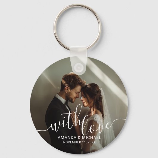 'Met Liefde' Custom Photo Wedding Favoriet Sleutelhanger (Voorkant)